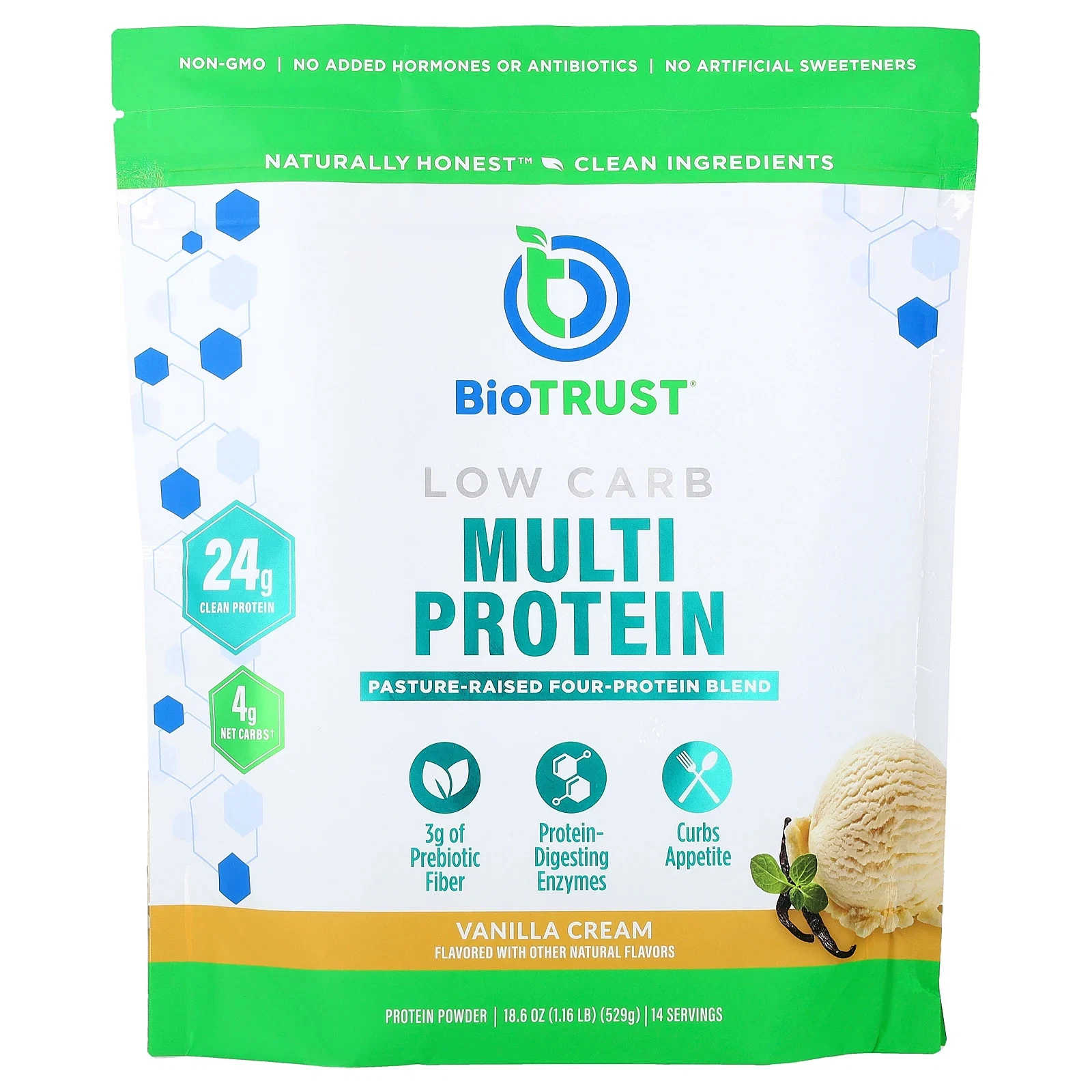 Low Carb, Multi Protein, Vanilla Cream, 1.16 lb (529 g)