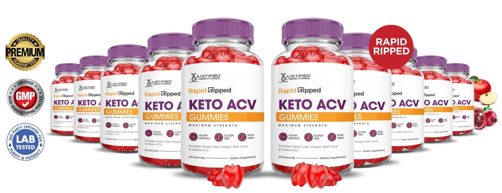 Rapid Ripped Keto ACV Gummies 1000MG Apple Cider Vinegar 600 Gummys