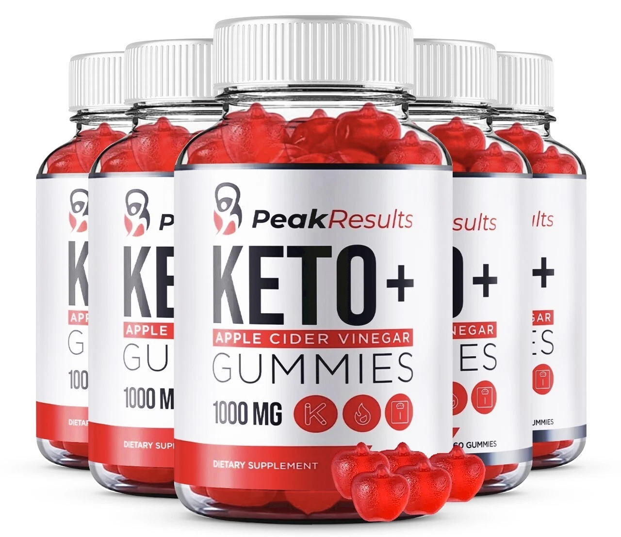 (5 Pack) Peak Results Keto + ACV Gummies Formula for Weight Loss (300 Gummies)