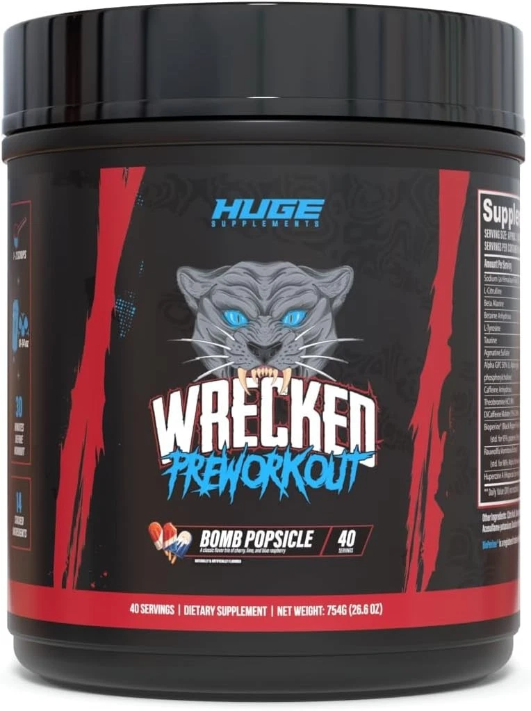 Wrecked Pre Workout Powder, Advanced Formula, Boosts Energy, Focus, Pumps