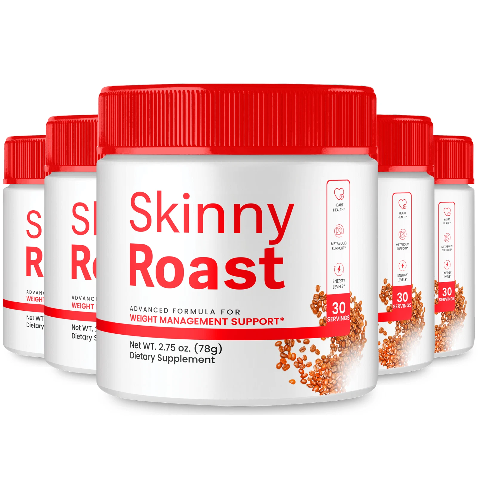 (5 Pack) Skinny Roast Advanced Weight Loss Powder for Energy & Fat Burning