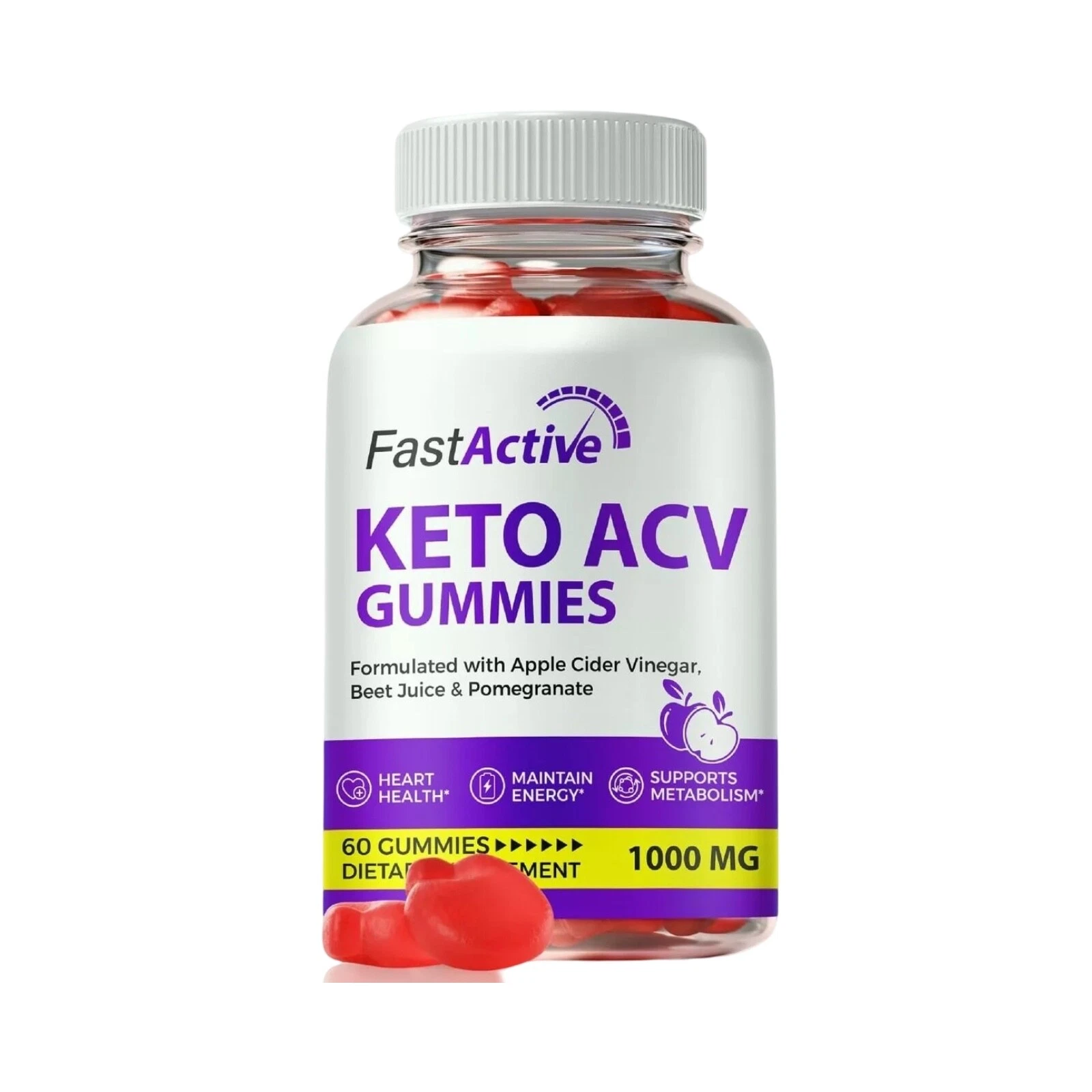 Fast Active Gummies, FastActive Keto ACV for Weight Loss - 60 Gummies
