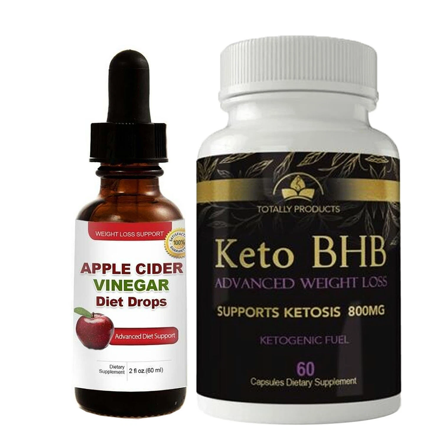 Apple Cider Vinegar Drops & Keto BHB Weight Loss Fat Burn Dietary Capsules Combo