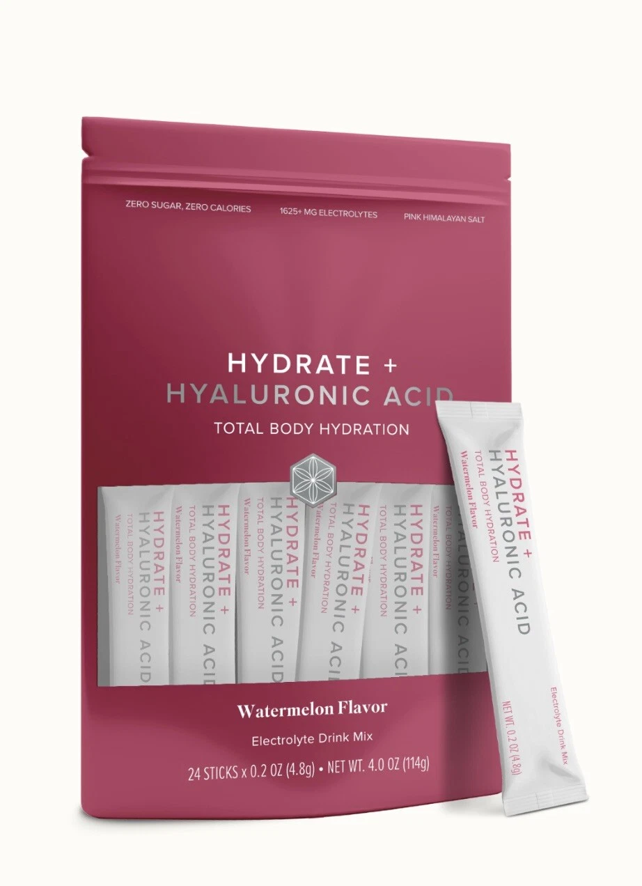 Isagenix Hydrate + Hyaluronic Acid Watermelon Flavor Electrolytes 24 Sticks
