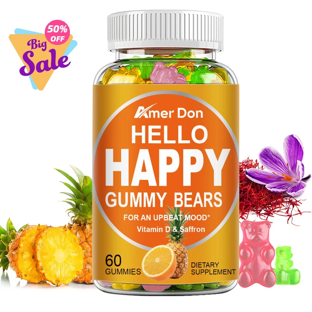 Hello Happy Gummies - Balance Mood, Reduce Stress,Increase Stamina 60 Gummies