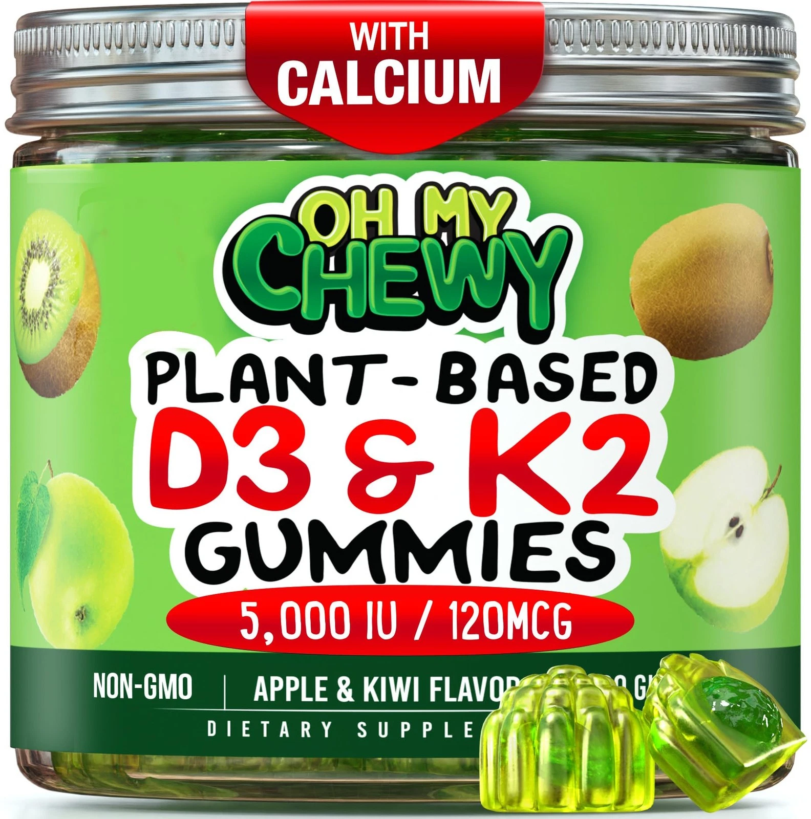 Center-Filled Vitamin D3 K2 Gummies - Kids, Teens & Adults - Supplement for