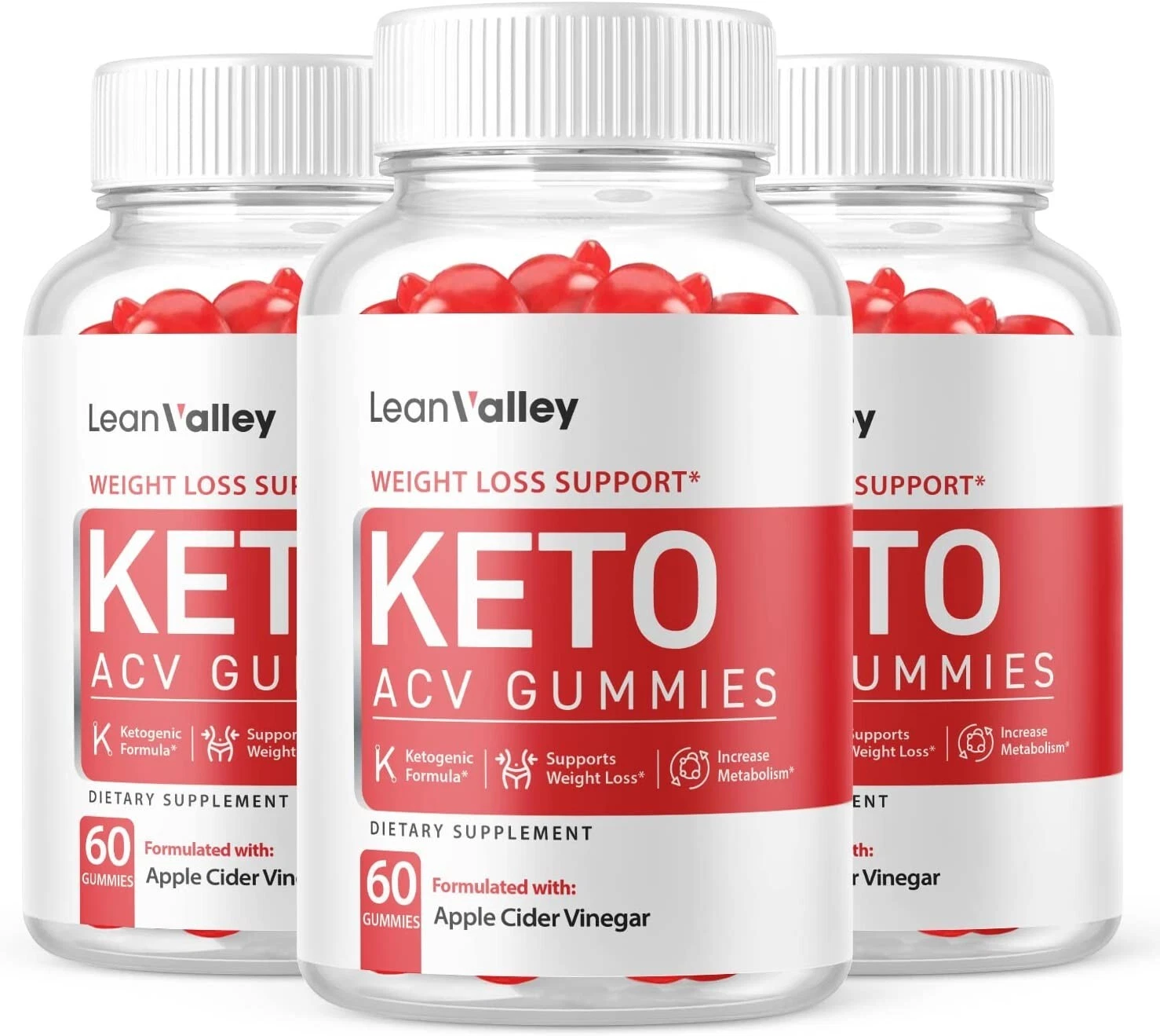 3 Pack - Lean Valley Keto ACV Gummies - Vegan, Weight Loss Supplement - 180 Gums