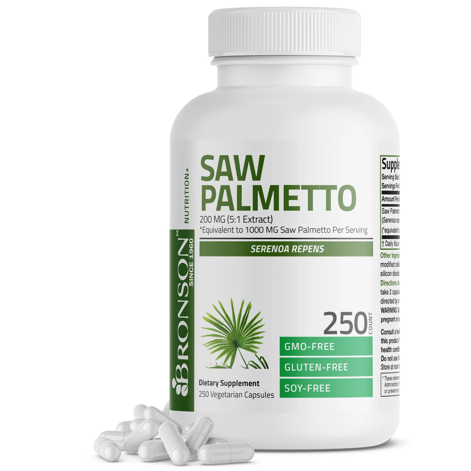 Bronson Saw Palmetto 1000MG per Serving Healthy Prostate 250 Vegetarian Capsules