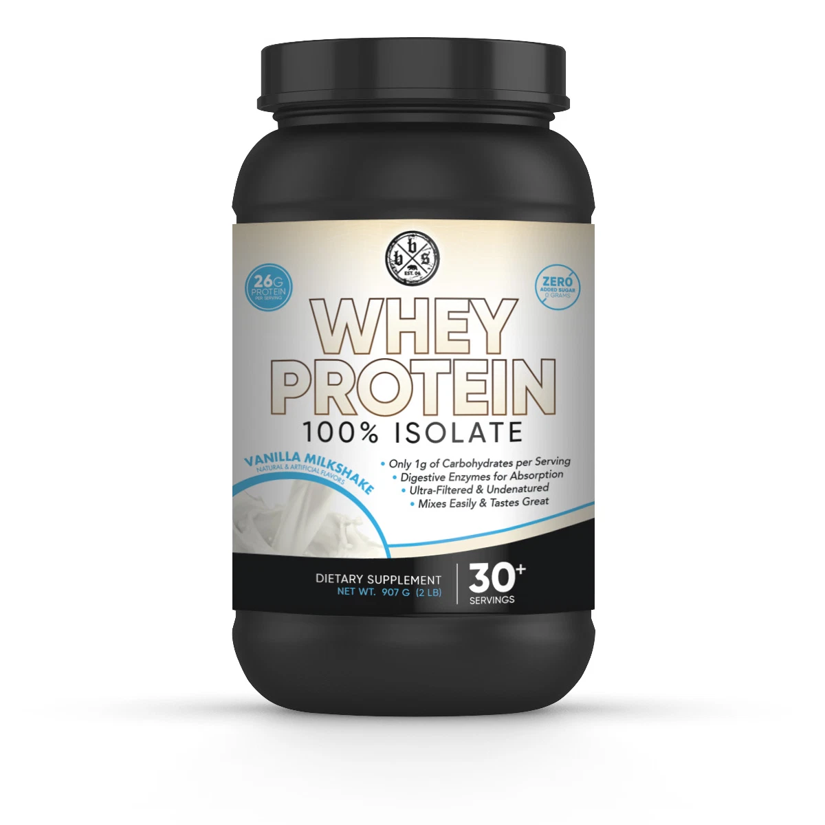 Whey Protein 100% Isolate - Vanilla Milkshake - 2lb - 30+ Servings