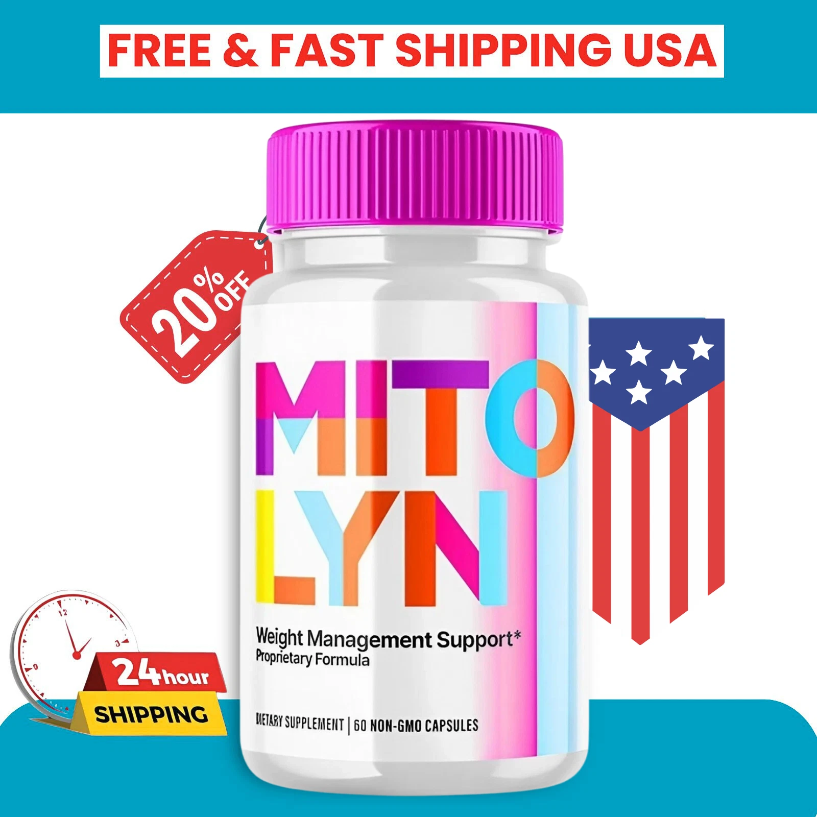 (1 Pack) Mitolyn Advanced Weight Loss Support Mito Lyn Maximum Strength 60ct