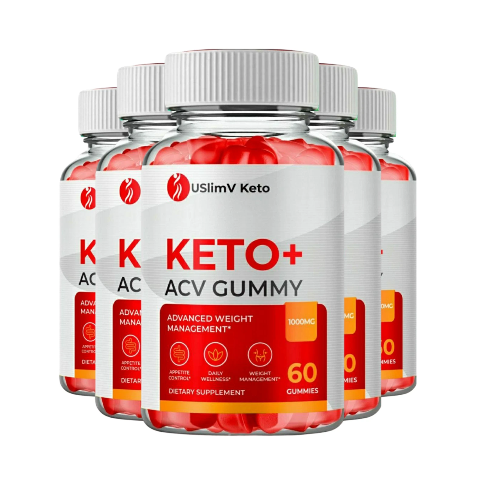 5-Pack USlimV Keto ACV Gummies, USlim V Weight Loss Supplement - 300 Gummies