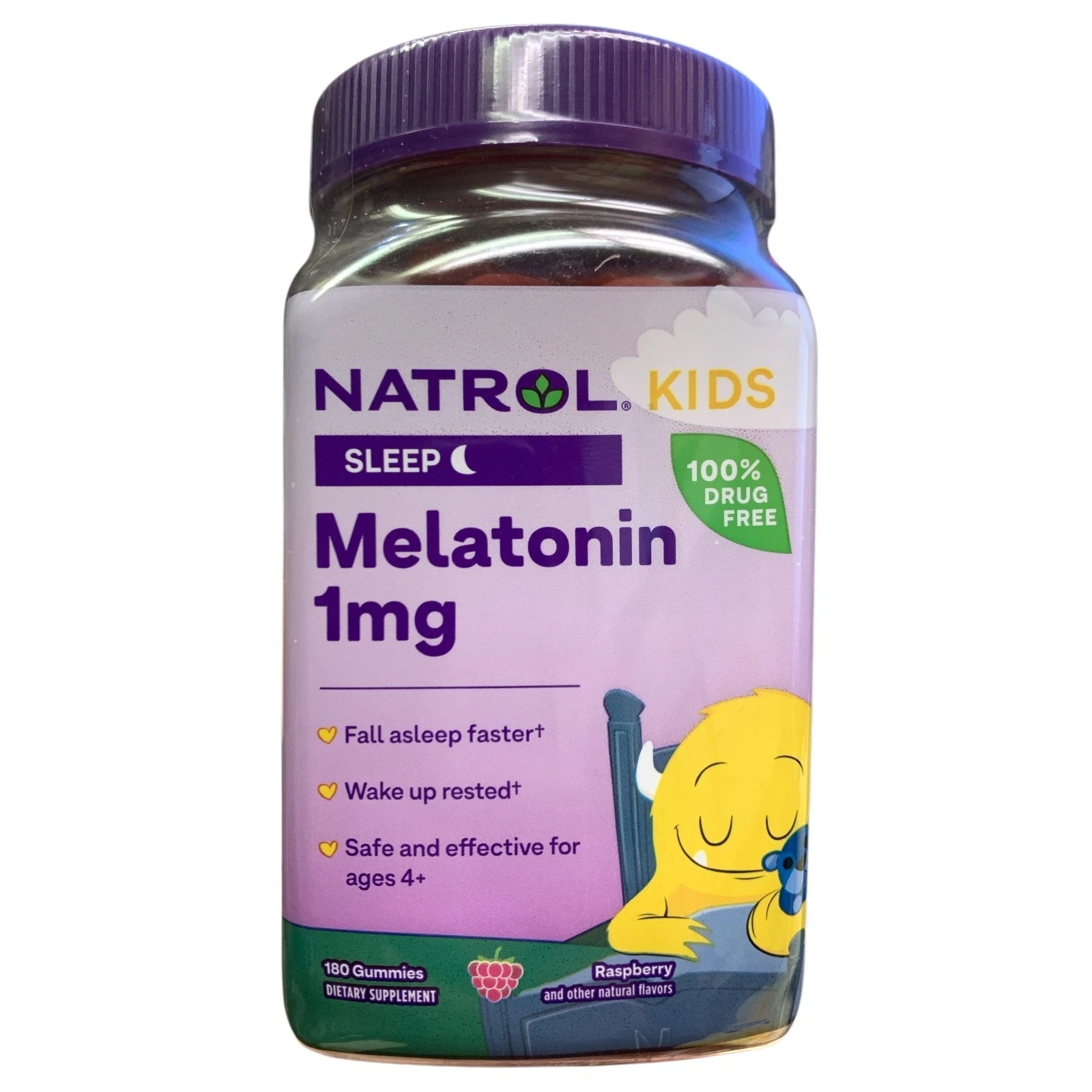Natrol Kids Melatonin Sleep Gummies, 1mg, 180 Count, Raspberry (EXP - 02/2026)