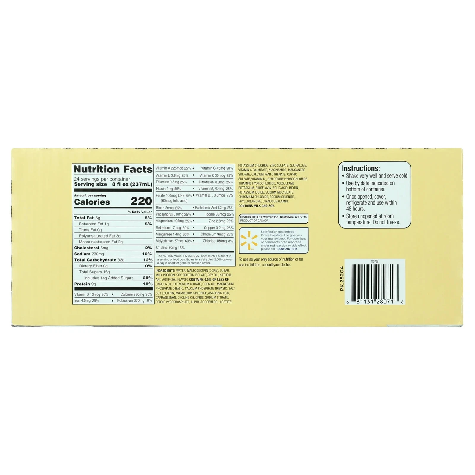 Equate Original Meal Replacement Nutritional Shakes, 48 Count