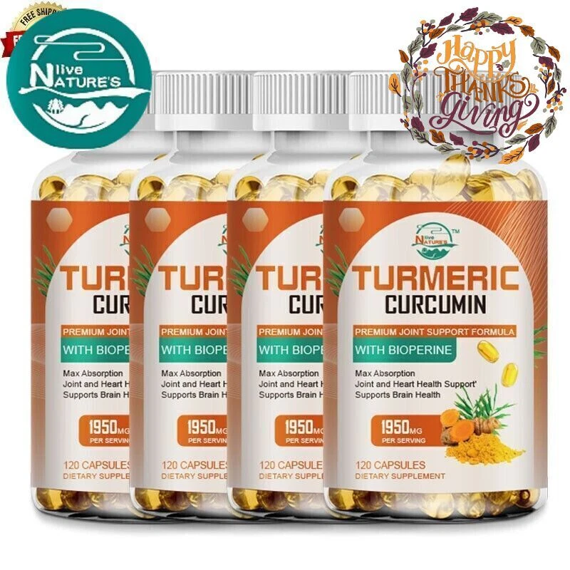 TURMERIC 95% CURCUMIN EXTRACT 120 Capsules TUMERIC BLACK PEPPER ANTIOXIDANT BEST