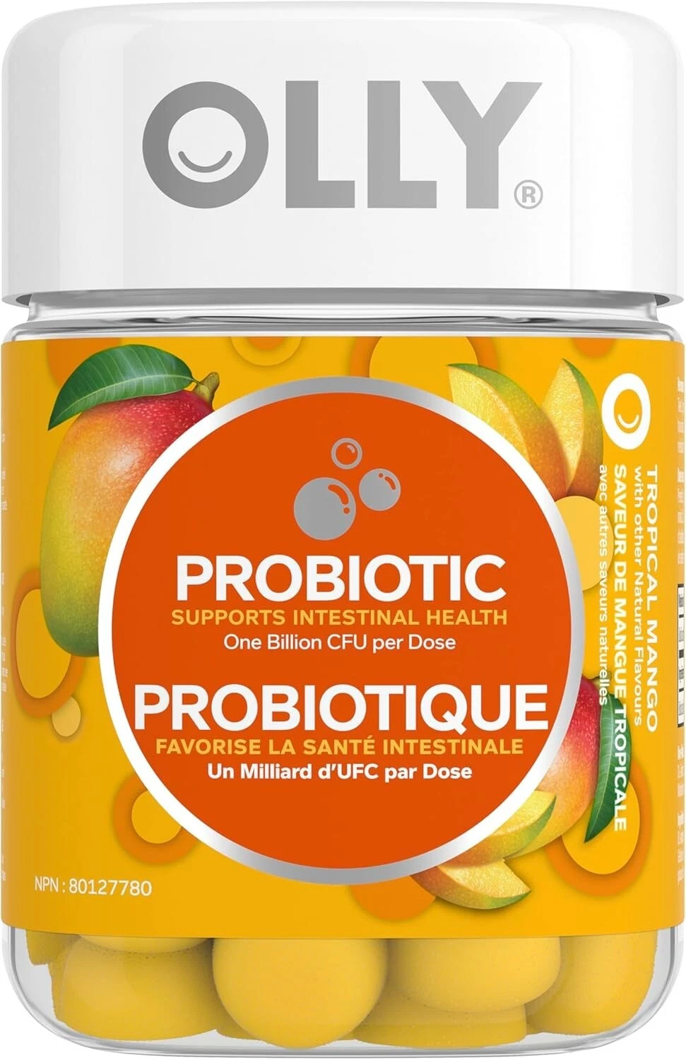 Olly Probiotic Supplement Mango Chewable Gummy Gut Health Tropical 50 pcs NEW