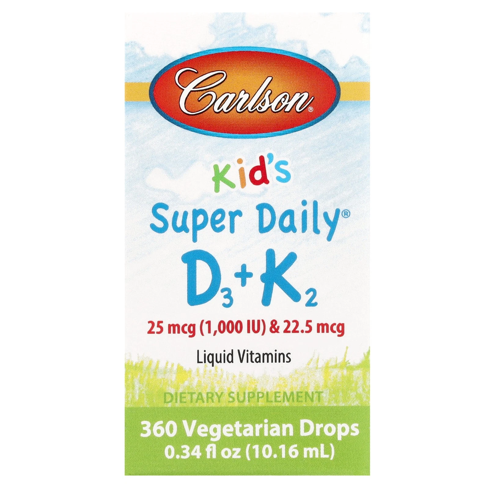 Kid's Super Daily® D3 + K2, 0.34 fl oz (10.16 ml)