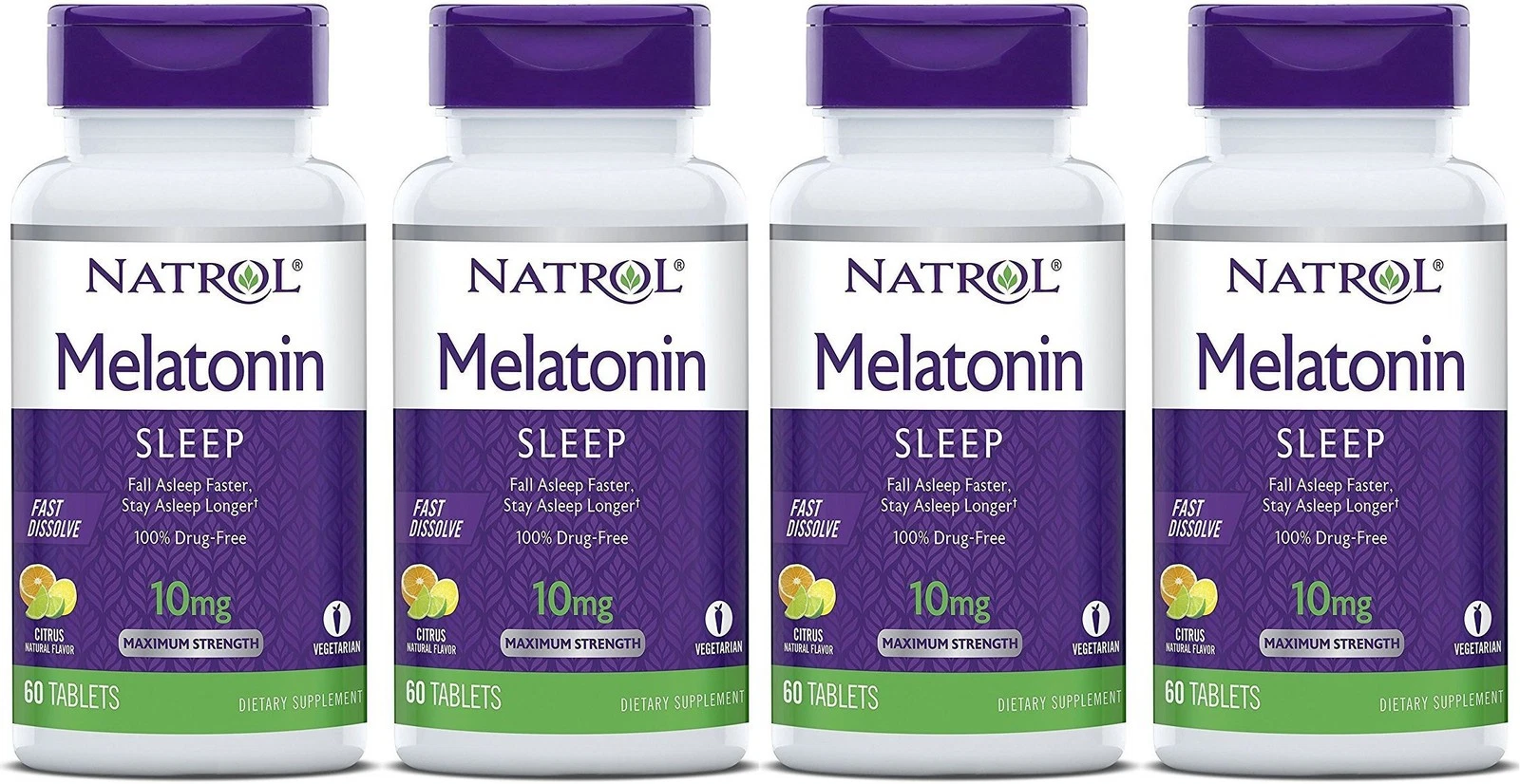 Natrol Melatonin 10mg Fast Dissolve Citrus Punch 60ct 4-Pack