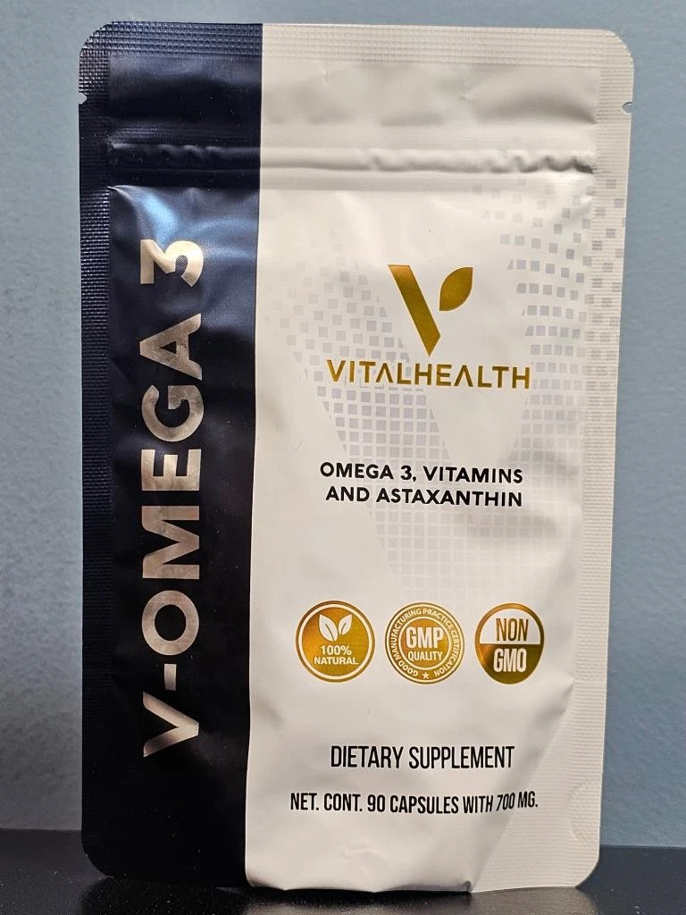 VitalHealth V-Omega 3 90 Capsules with 700 mg - New! Vital Health! Exp 12/2026