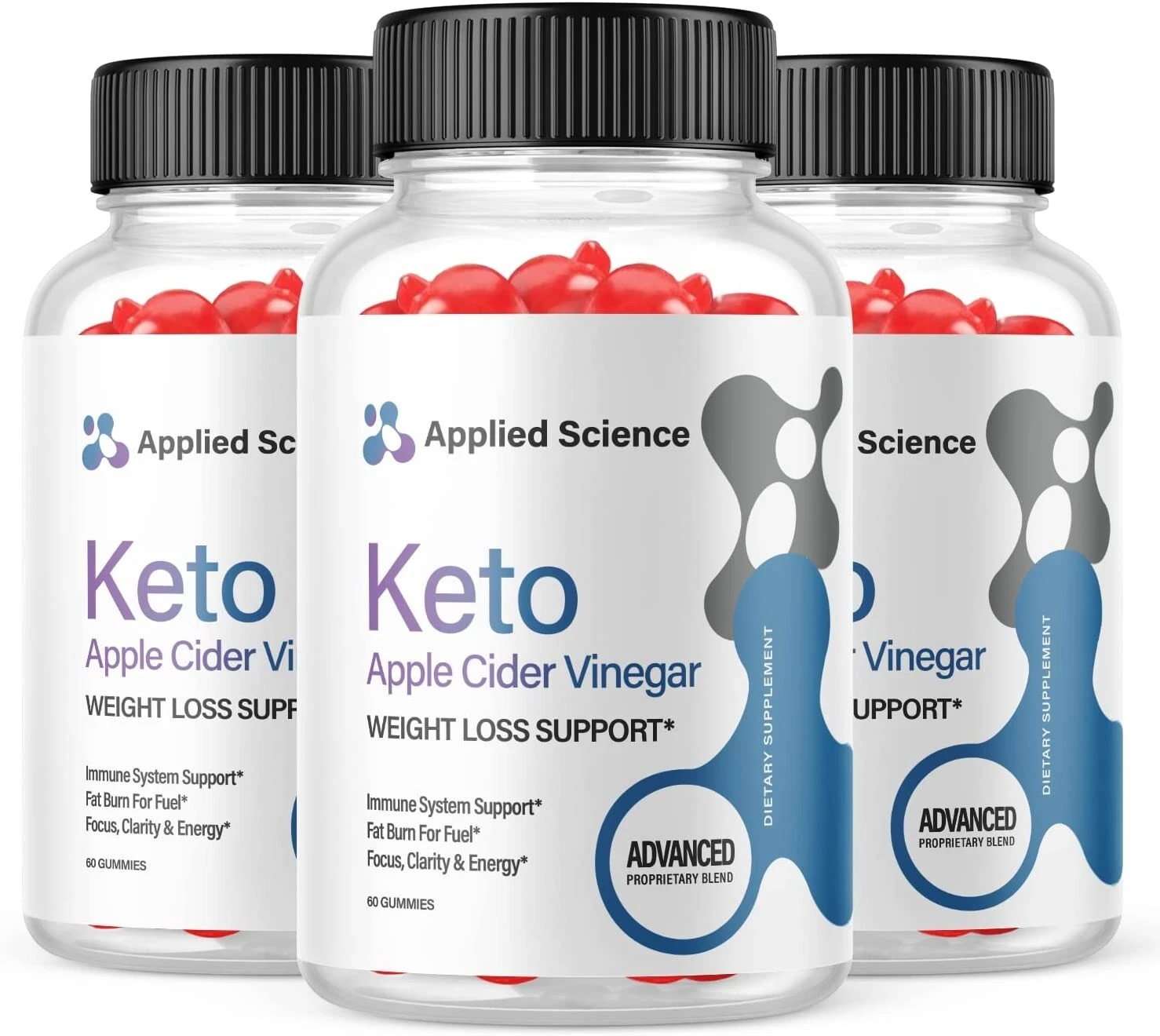 3 Pack - Applied Science Keto Gummies, Weight Loss, Appetite Suppressant-180