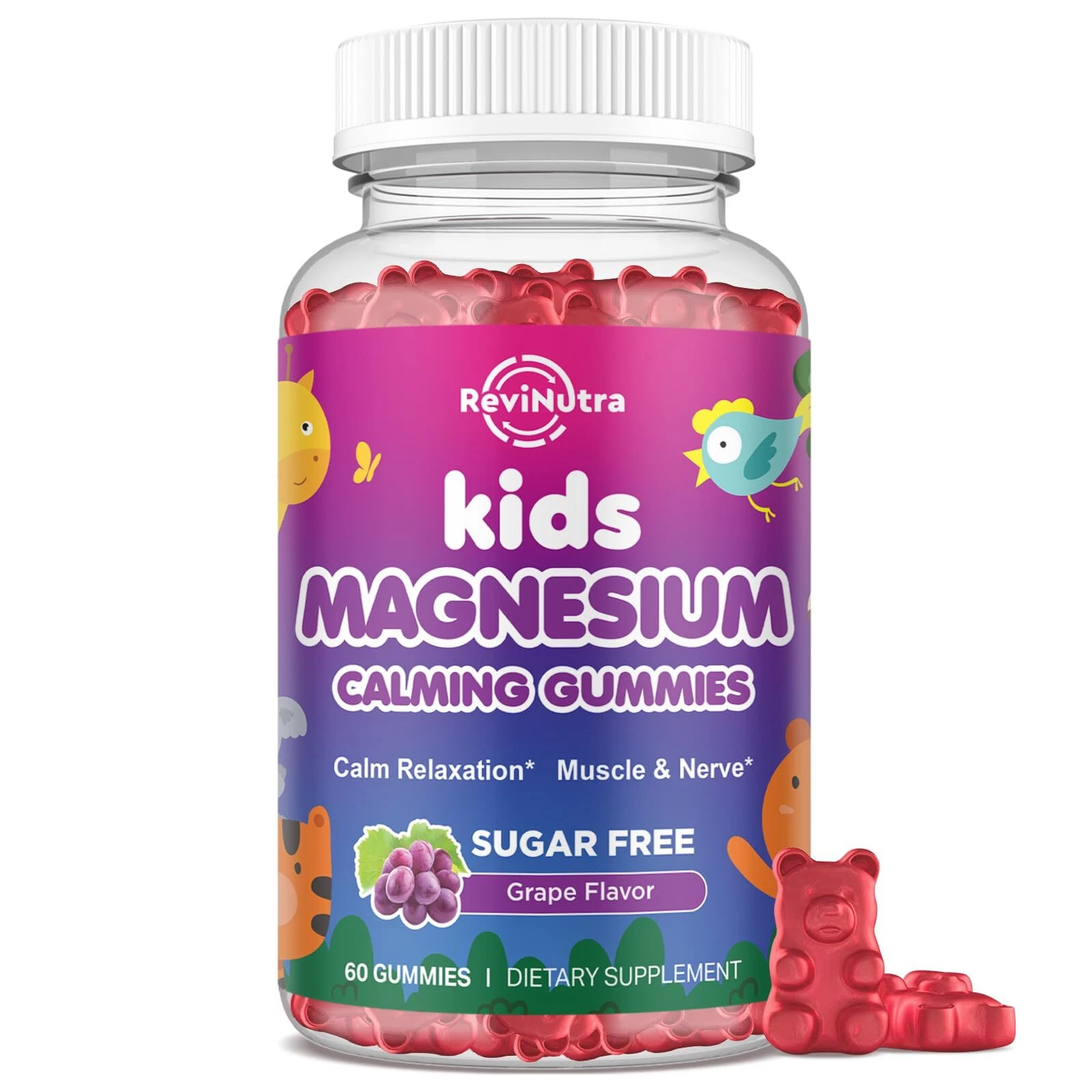 Kids Magnesium Glycinate Gummies - Magnesium Supplement Gummies with L-Theani...