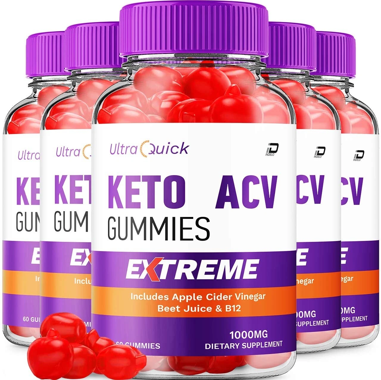 (5 Pack) Ultra Quick Keto ACV Gummies-UltraQuick Apple Cider Vinegar 1000MG