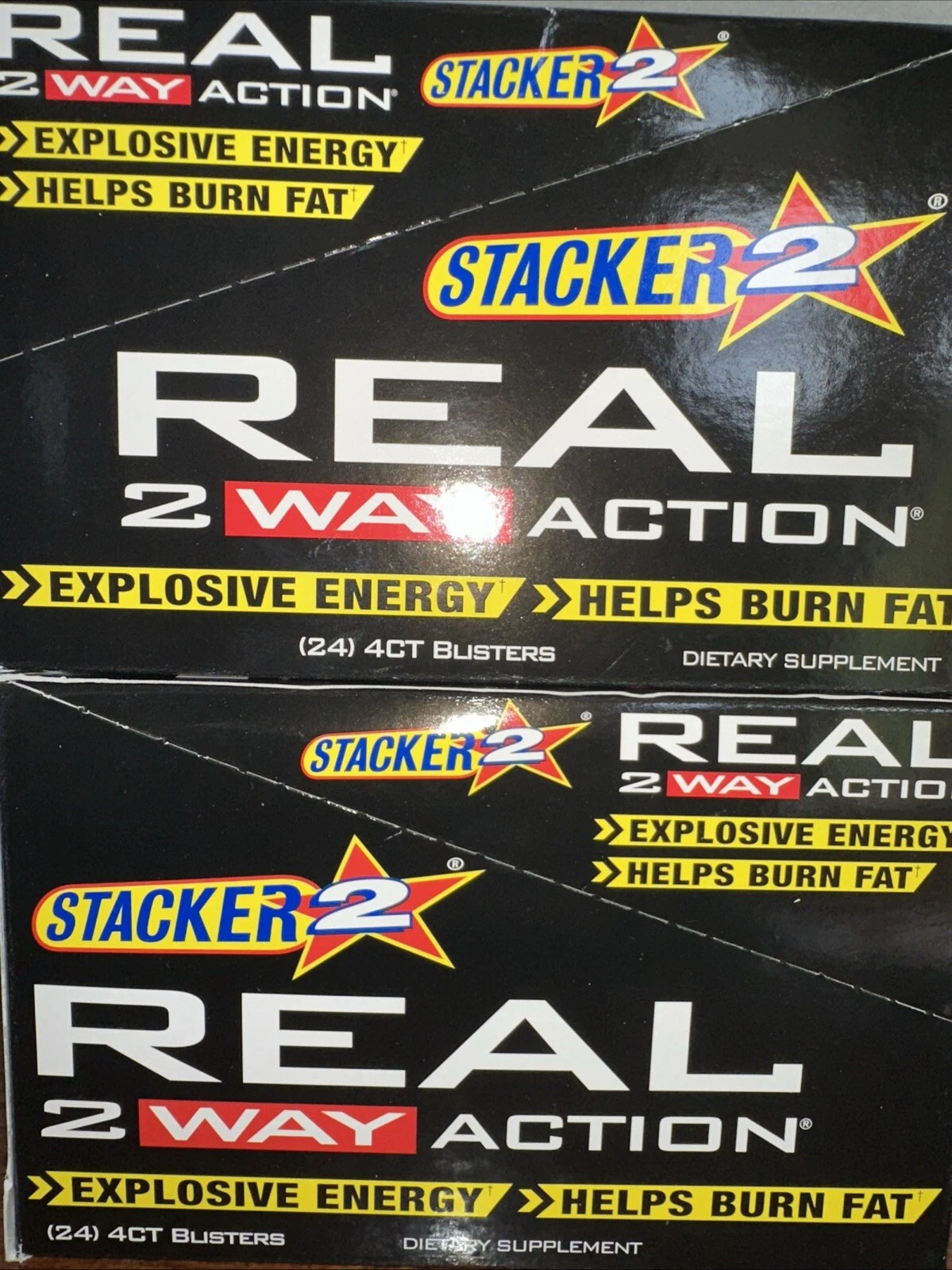 2 - 24ct Stacker REAL 2 Way Action Rapid Action Energy Weight Loss 48ct 192 Tabs