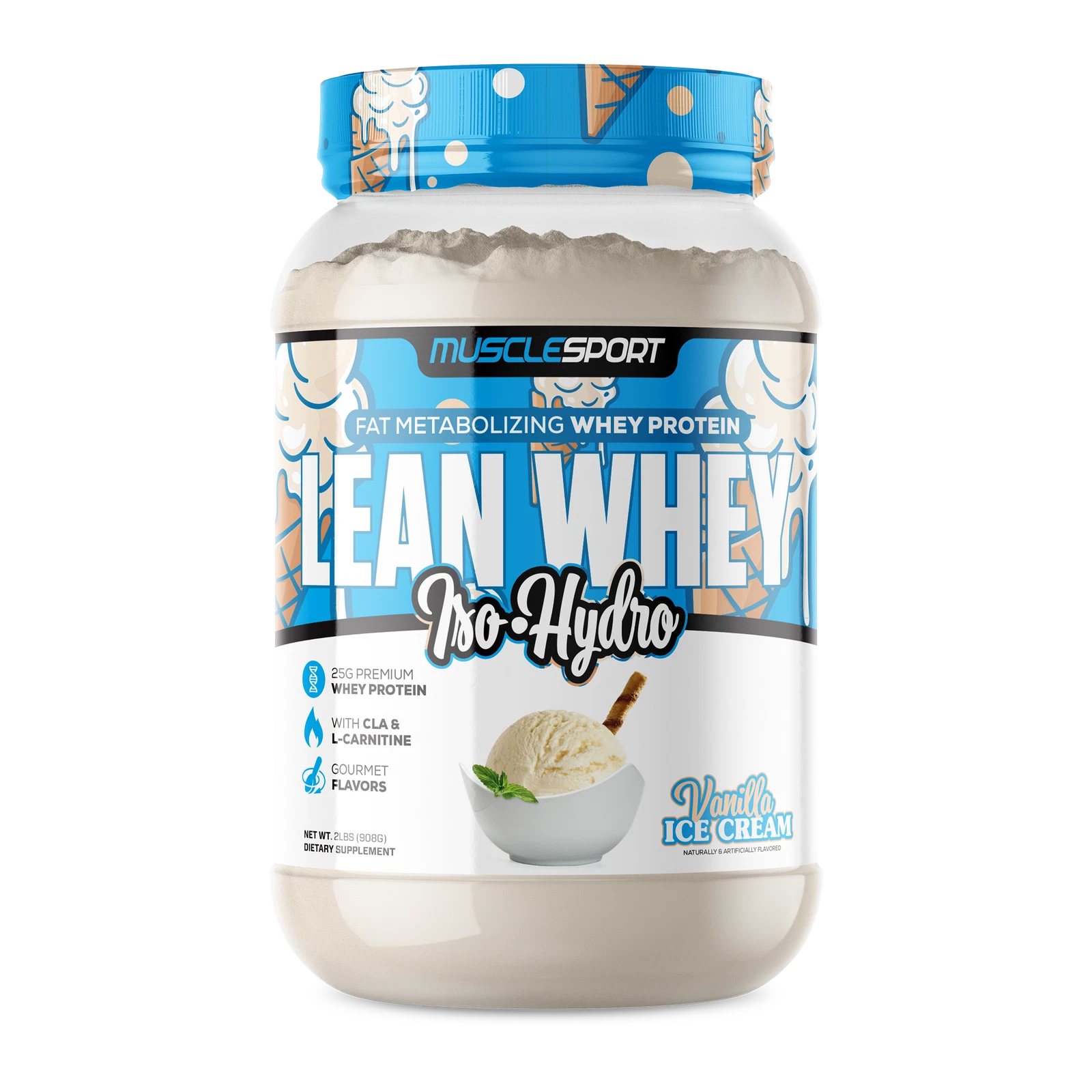 MUSCLESPORT Lean Whey Iso-Hydro Protein - Vanilla Ice Cream. 26 Servings