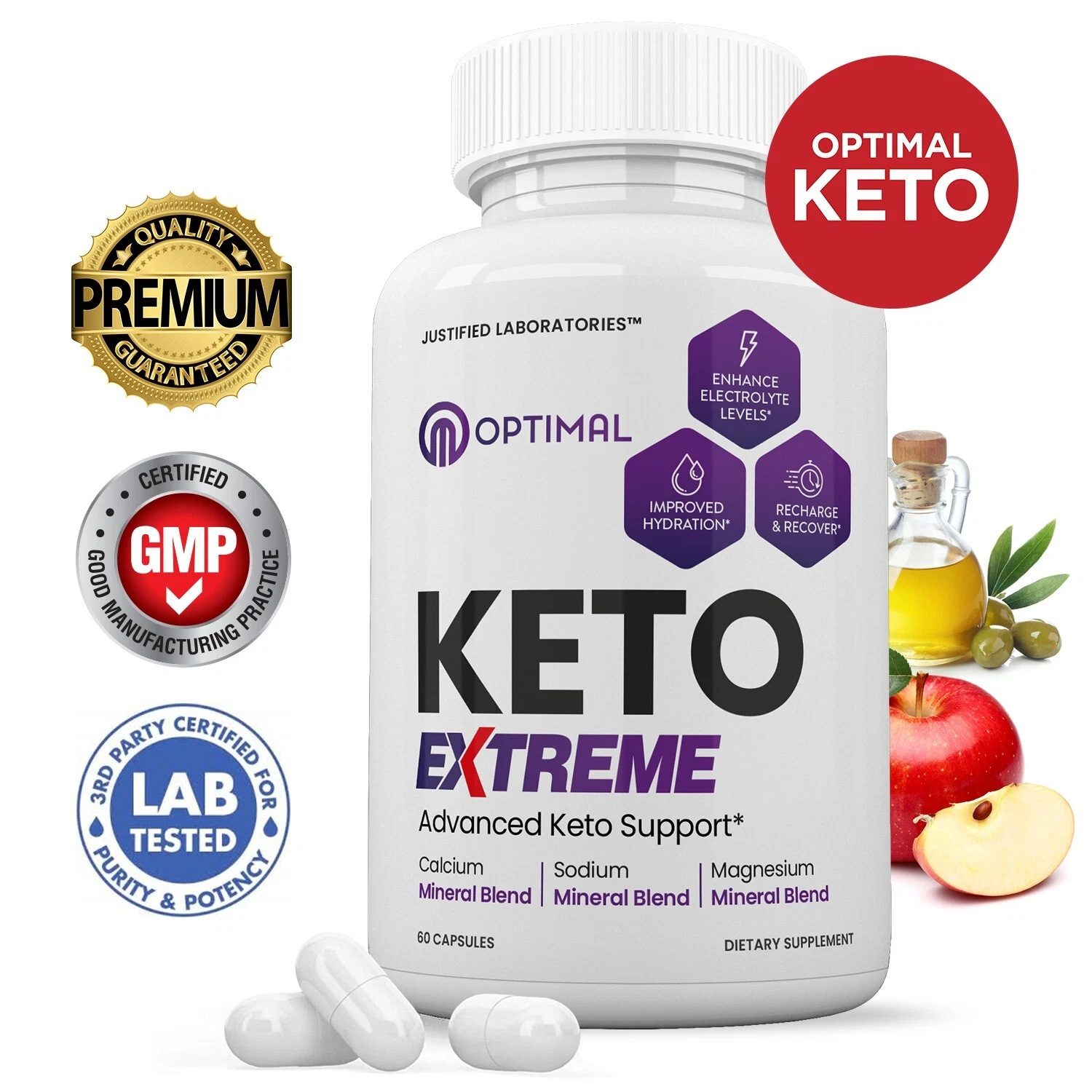 Optimal Keto ACV Pills Extreme 1675MG New Improved Formula 60 Capsules