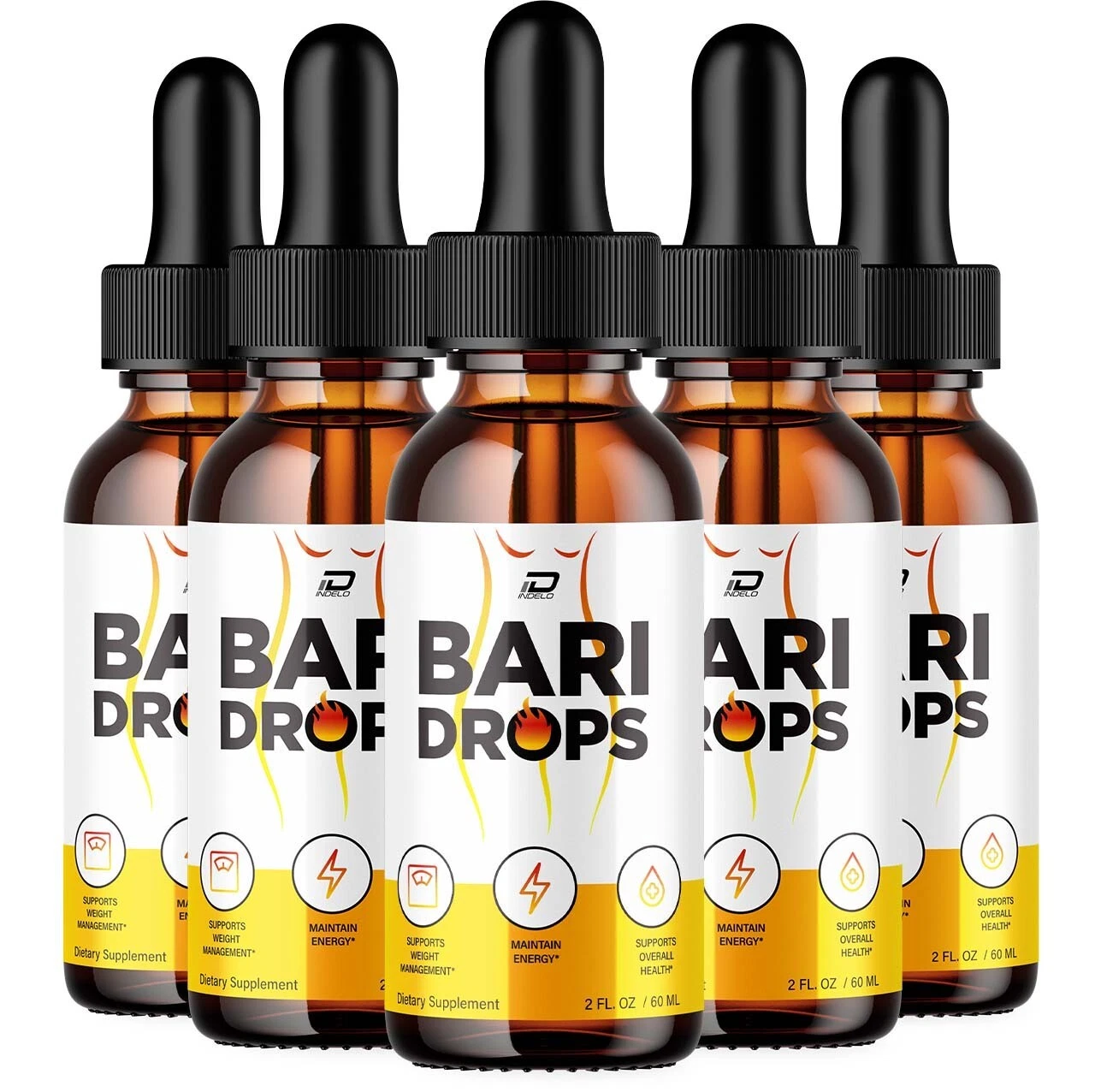 (5 Pack) Bari Drops Liquid Supplement-Natural Formula for Active Fitness Goals