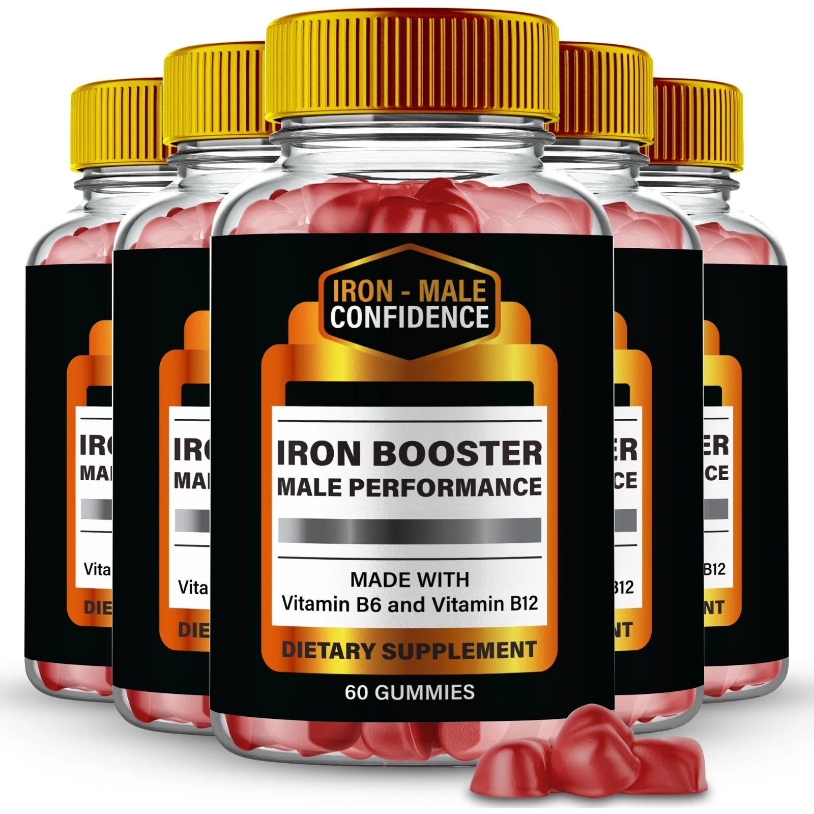 (5 Pack) Iron Male Men Gummies, IronMale Maximum Strength Male Performance Gummy
