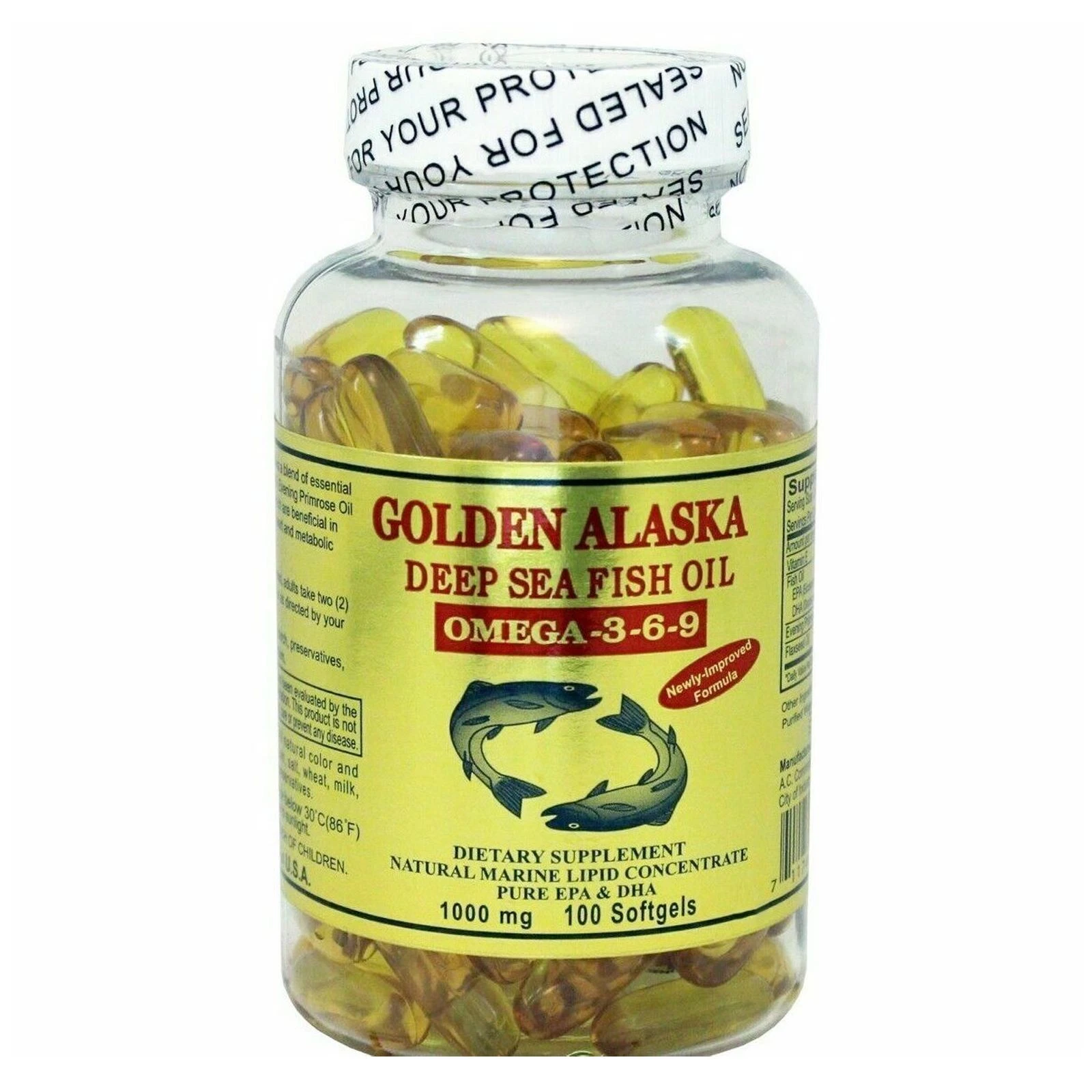 Gold Vitamin Golden Alaska Deep Sea Fish Oil Omega 3-6-9 1000 mg 100 SG