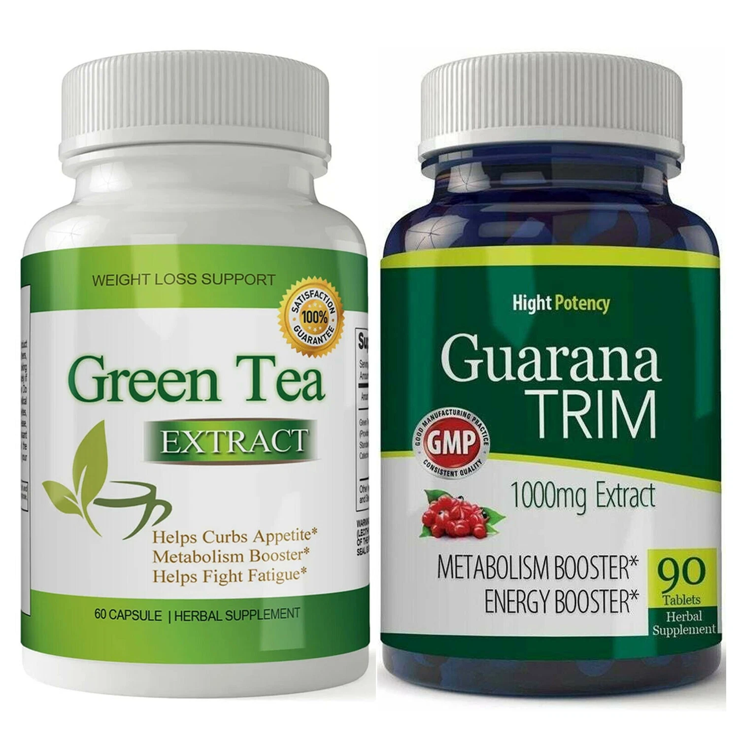 Green Tea Extract & Guarana Trim Weight Management Metabolism Booster Supplement