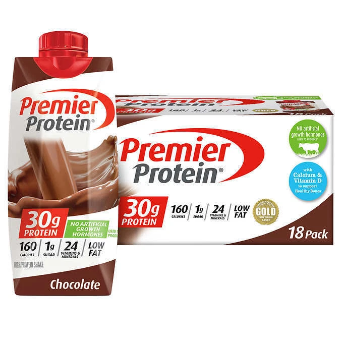 Premier 30g Protein Shakes 11 fl. oz.18-pack 24 Vitamins and Minerals 6 Flavors