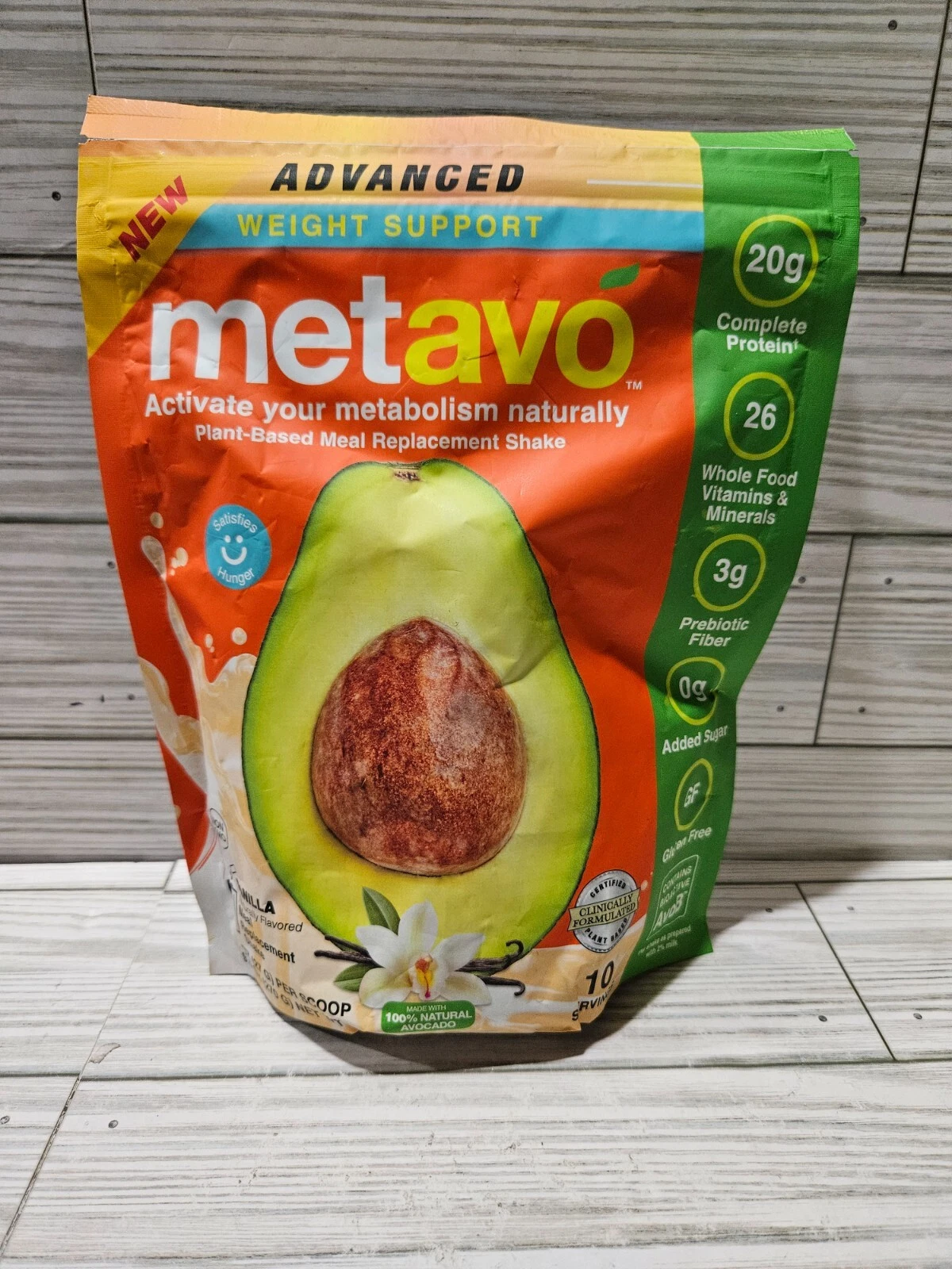 Metavo Plant-Based Meal Replacement Shake Vanilla 20g Protein 10 Servings 9.5 oz