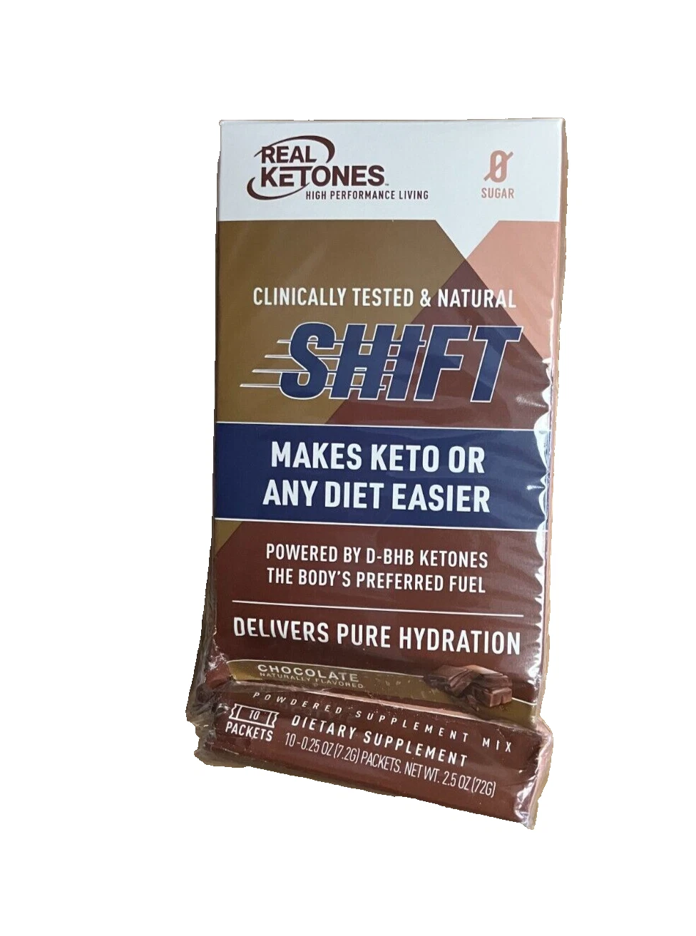 Shift 10 Pac Box/Powder Mix Drink, Chocolate Real Ketones Helps Weight Loss 6/26