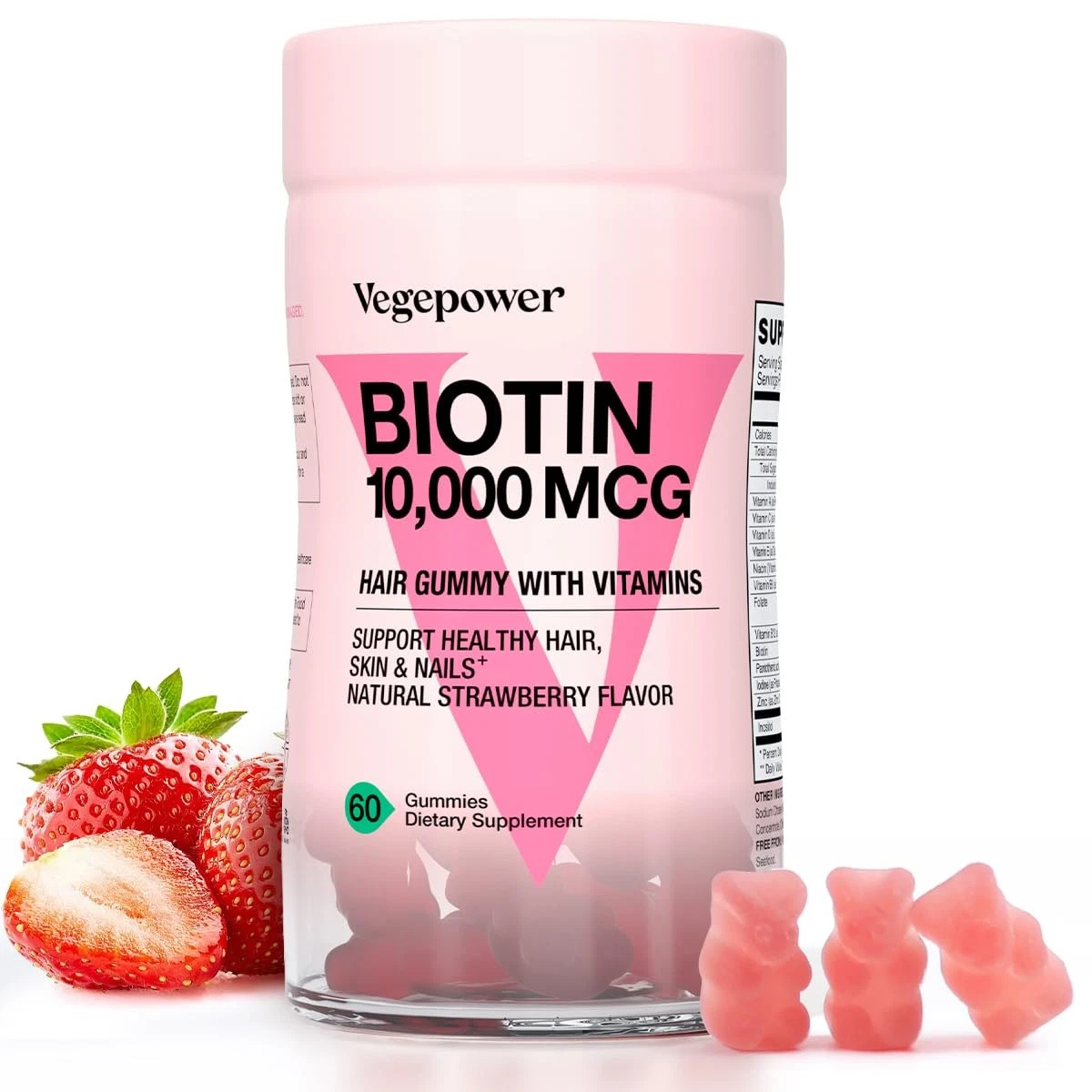 VEGEPOWER Biotin Gummies for Hair Growth 10000mcg - Vegan Biotin Vitamins Suppor