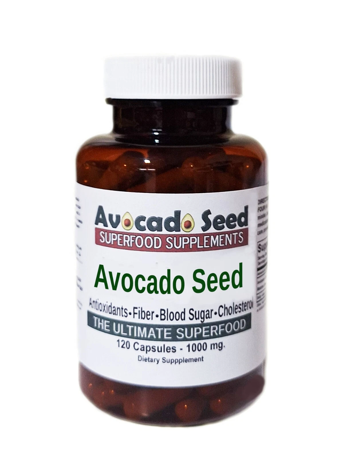 120 Avocado Seed Powder Capsules- Cholesterol, Antioxidants, Fiber, Heart Health