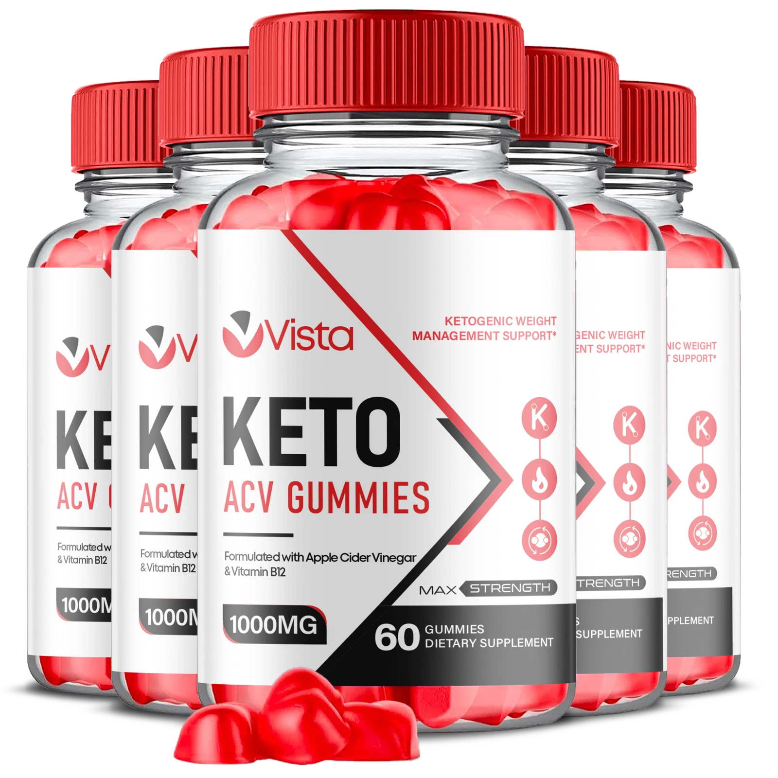 (5 Pack) Vista Keto ACV Gummies for Weight Loss and Fat Reduction (300 Gummies)