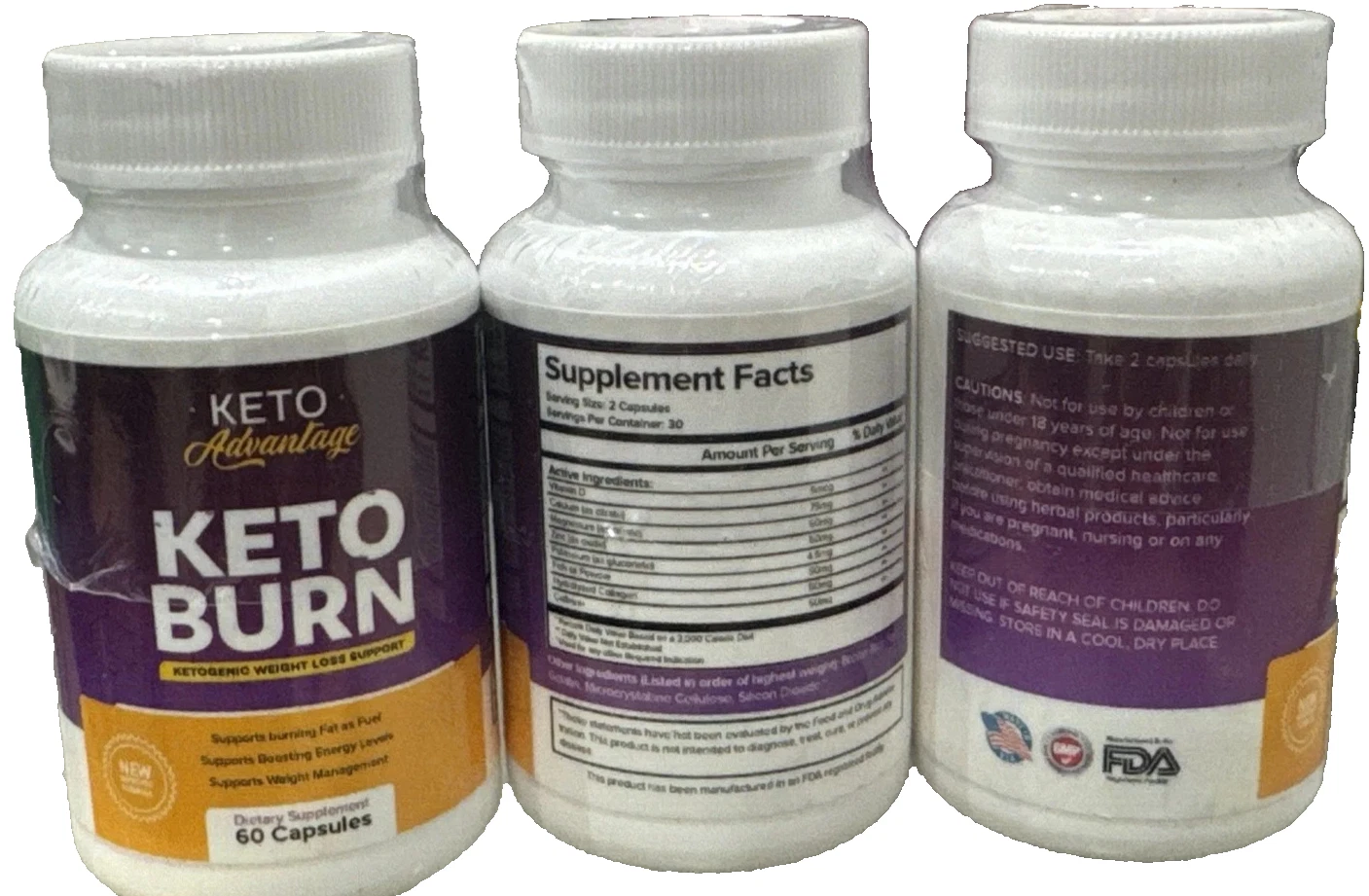 Lot of 9 KETO Advantage - KETO BURN Ketogenic Weight Loss Support 60CT