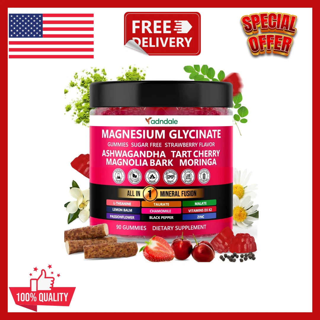 Adndale 90ct 15-in-1 Magnesium Glycinate Gummies 400 mg/serv- with Magnesium ...