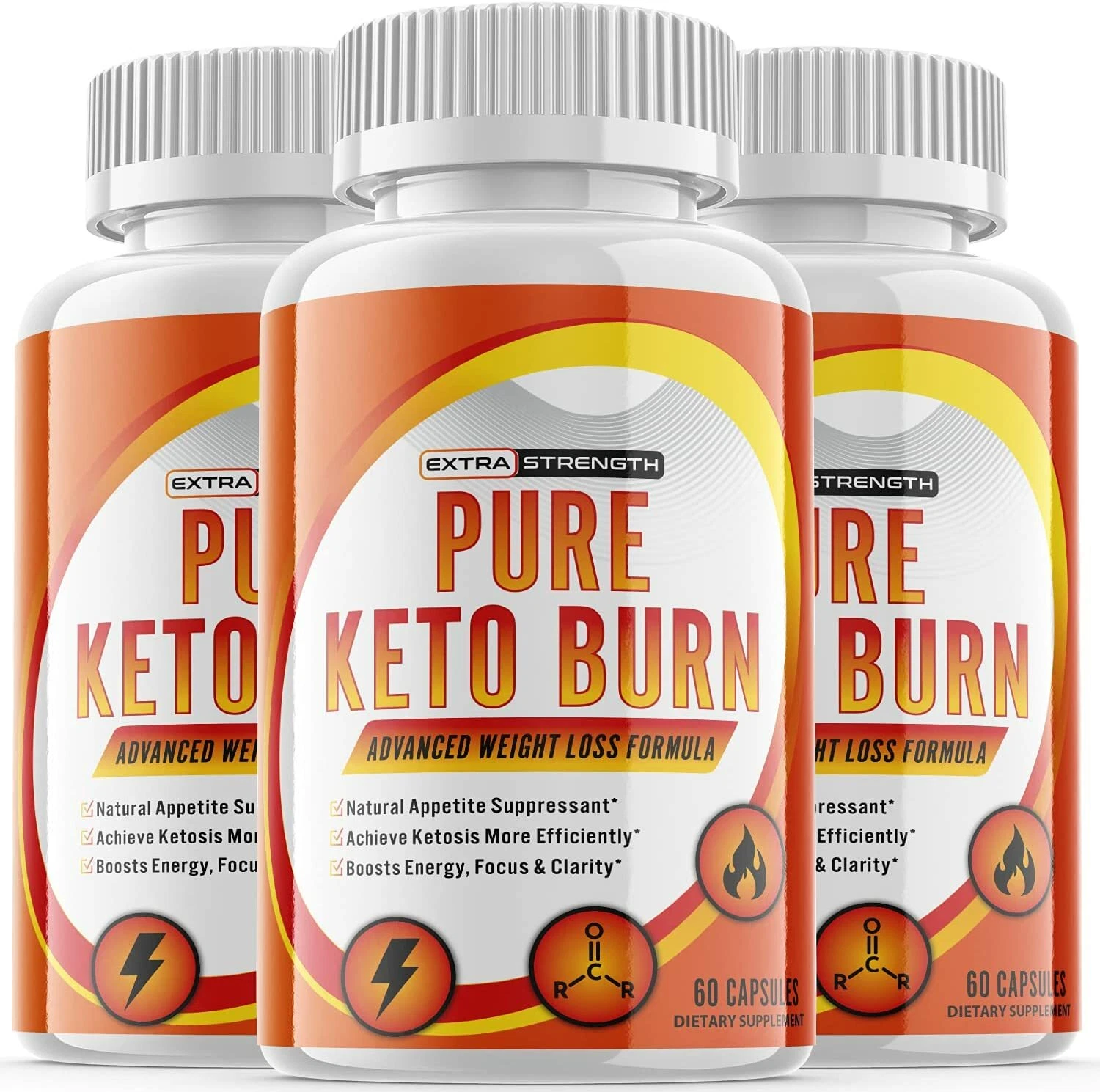 3-Pure Keto Burn Diet Pills,Weight Loss,Fat Burn,Appetite Suppressant Supplement