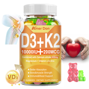 Vitamin D3 with K2 D3 10000IU and K2 200mcg 60ct High Potency Vitamin D Gummy