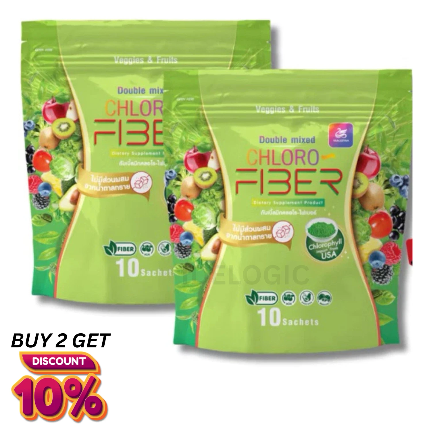 Detox Double Mixed Chloro Fiber Veggies Fruits Thanya Set 150g X 1 Packs