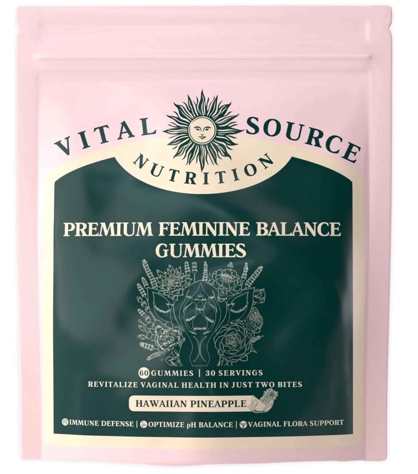 2x- Nutrition Premium Feminine Balance 60 Gummies- Hawaiian Pineapple. 2027 Exp