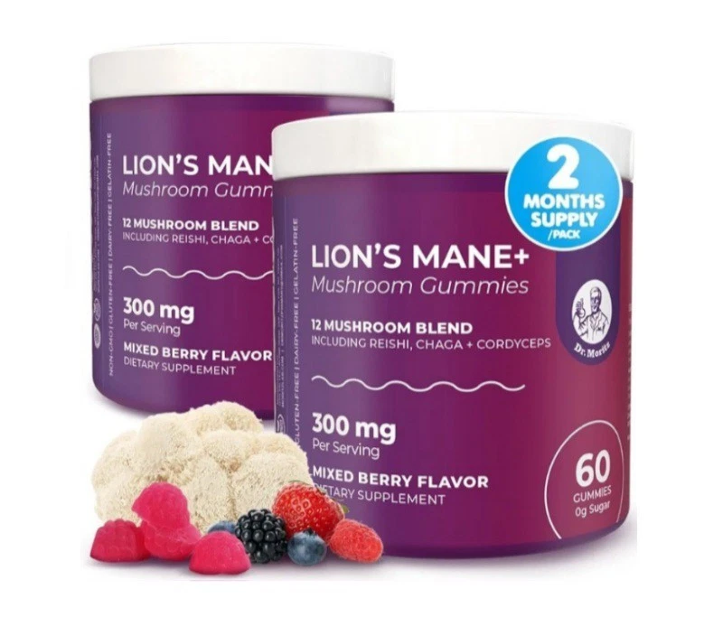 DR. MORITZ Lions Mane Gummies for Adults and Kids 4+ 12in1 Mushroom Blend 120ct
