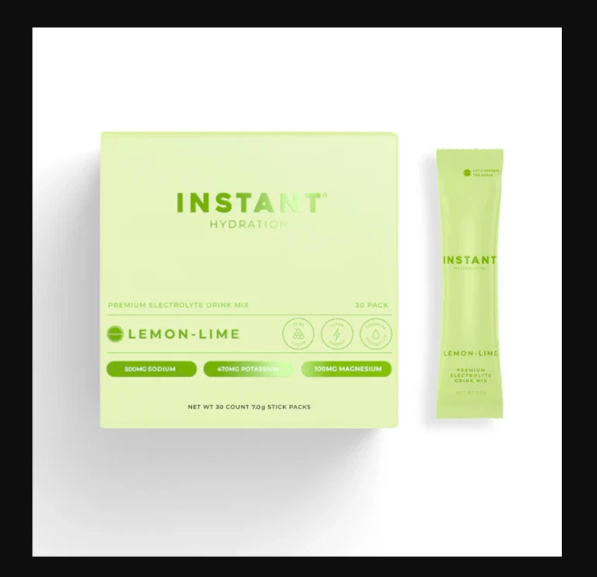 NEW Instant Hydration Premium Electrolyte Drink Mix Lemon Lime 30 Ct Stick Packs
