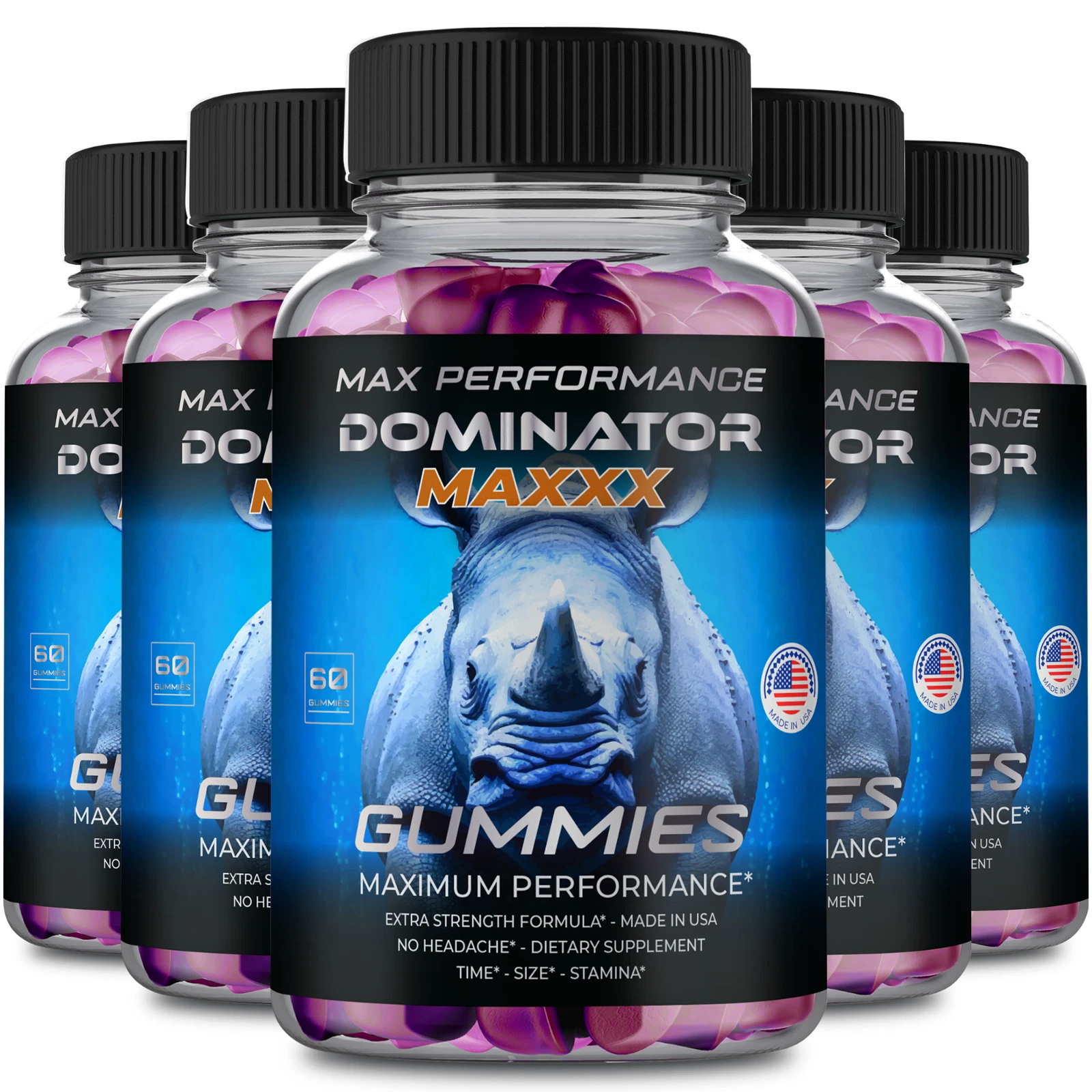 (5 Pack) Dominator Maxx Gummies Daily High Drive, Dominator Maxx MAX