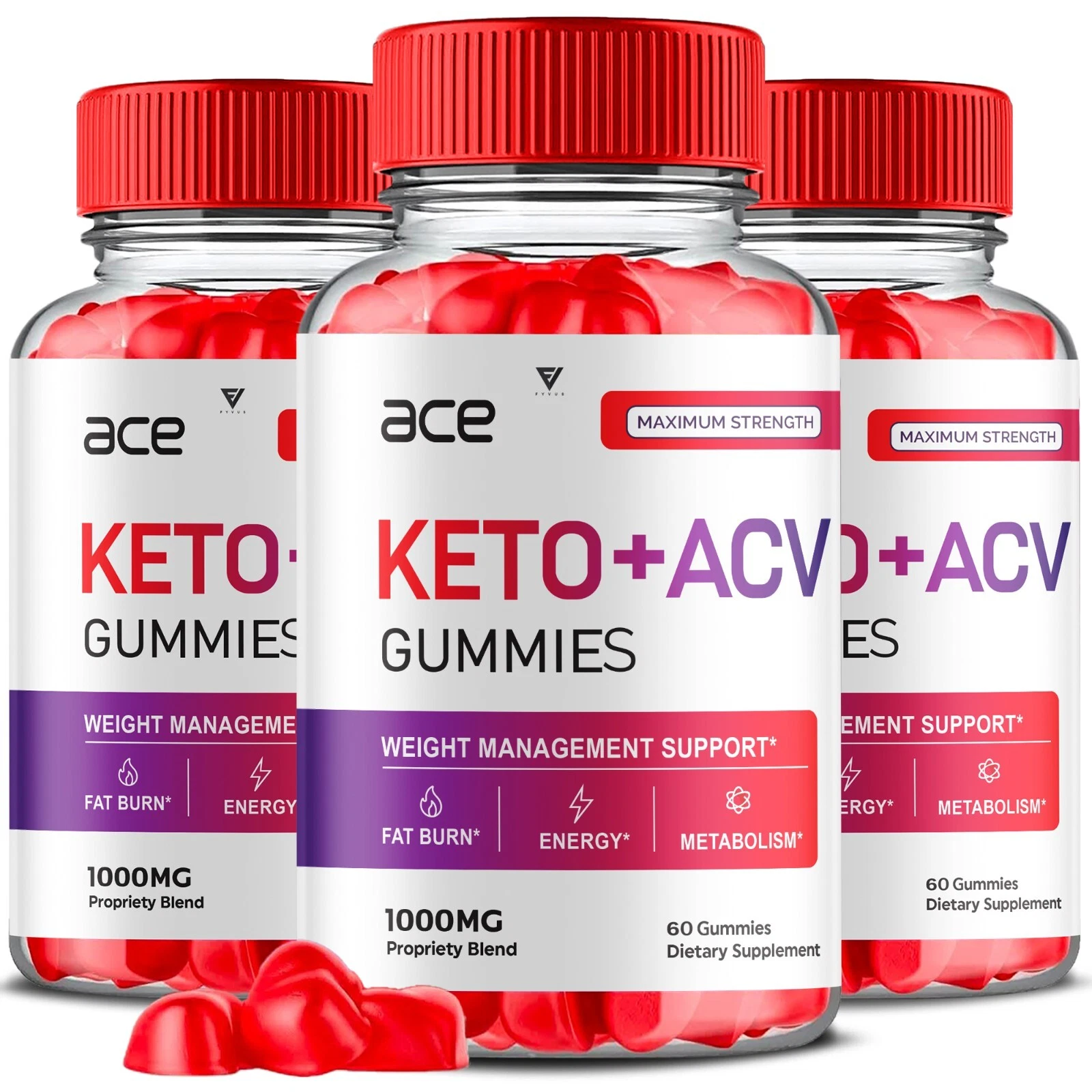 (3 Pack) Ace Keto + ACV Slim Max Advanced Weight Loss Supplement (180 Gummies)