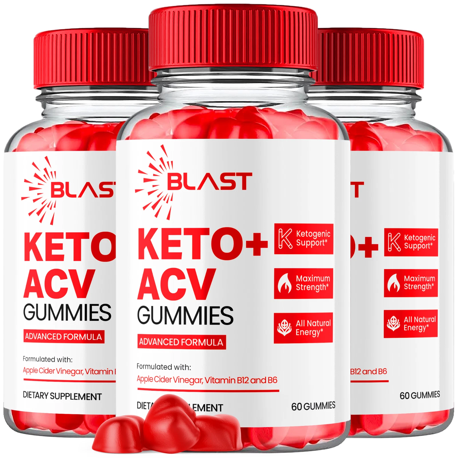 (3 Pack) Blast Keto ACV Gummies Advanced Weight Support 1000MG (180 Gummies)