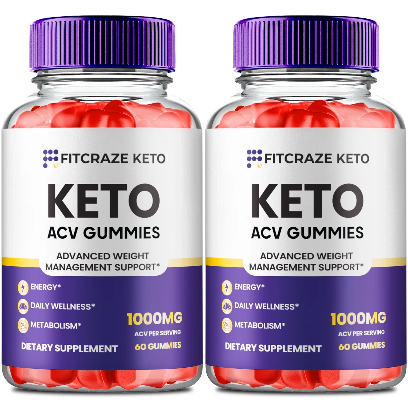 (2 Pack) FitCraze Keto ACV Gummies, Advanced Gummy to Boost Energy & Weight Loss